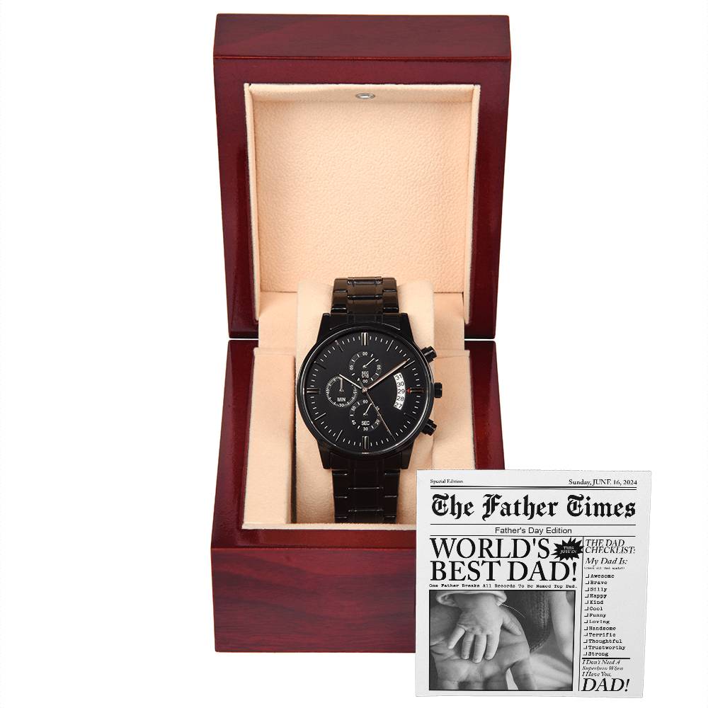 The Father Times - Black Chronograph Watch - Real Rad Boutique