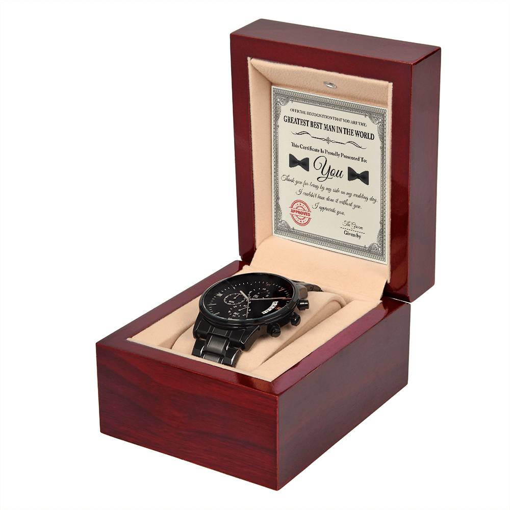 The Greatest Best Man in the World - Black Chronograph Watch - Real Rad Boutique