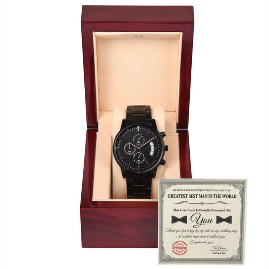 The Greatest Best Man in the World - Black Chronograph Watch - Real Rad Boutique