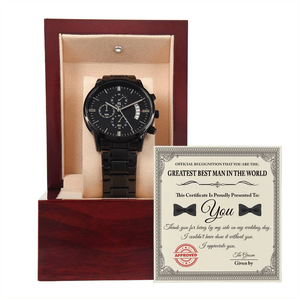 The Greatest Best Man in the World - Black Chronograph Watch - Real Rad Boutique