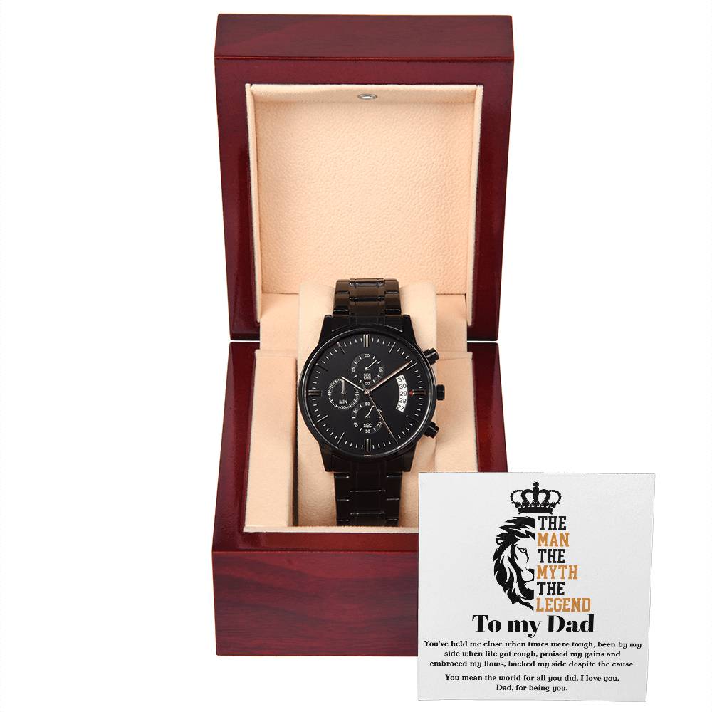 The Man, The Myth, The Legend - Black Chronograph Watch - Real Rad Boutique