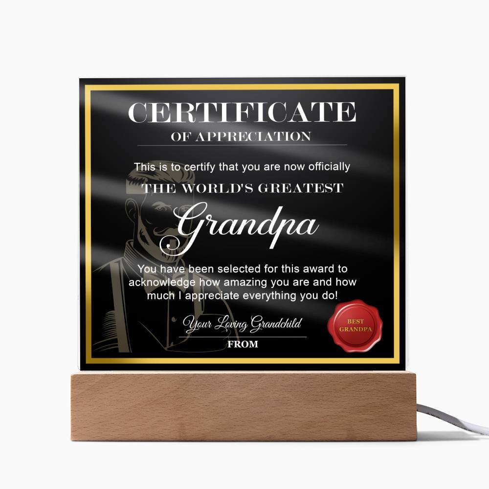 THE WORLD'S GREATEST Grandpa - Acrylic Square Plaque - Real Rad Boutique