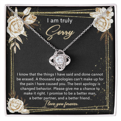 "Truly Sorry" Card - Love Knot Necklace - Real Rad Boutique