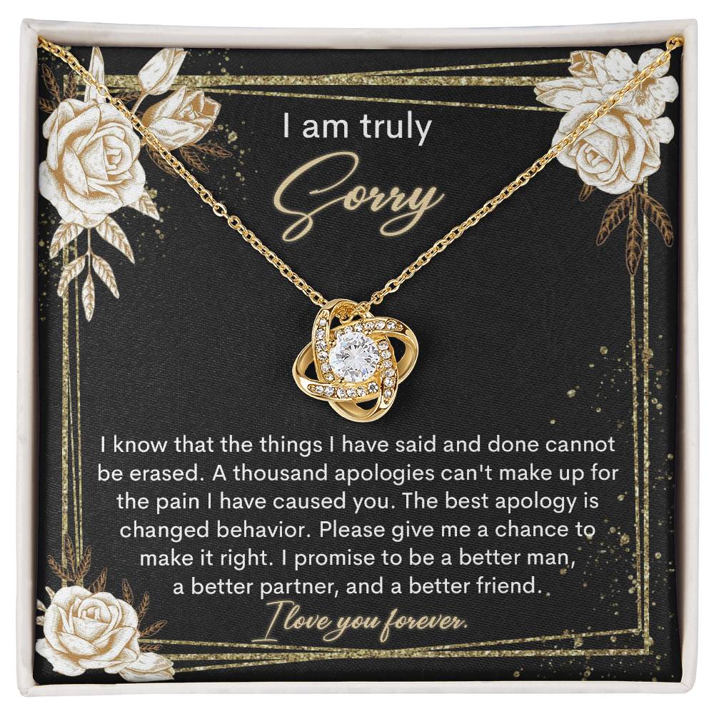 "Truly Sorry" Card - Love Knot Necklace - Real Rad Boutique