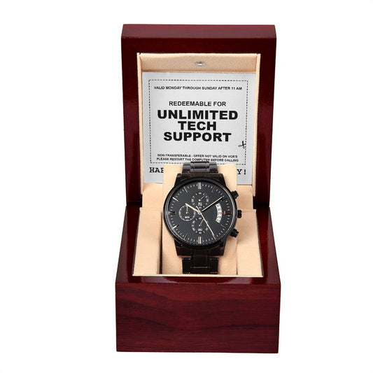 Unlimited Tech Support - Black Chronograph Watch - Real Rad Boutique