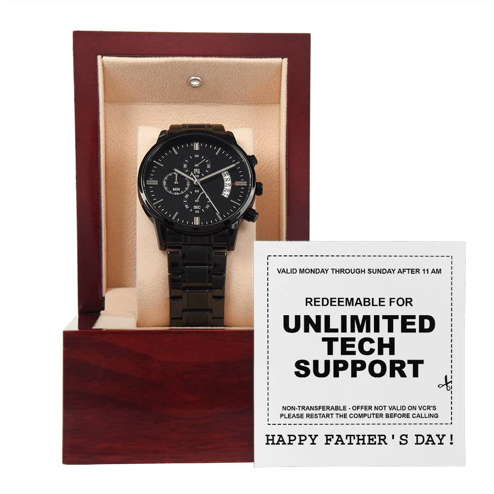 Unlimited Tech Support - Black Chronograph Watch - Real Rad Boutique