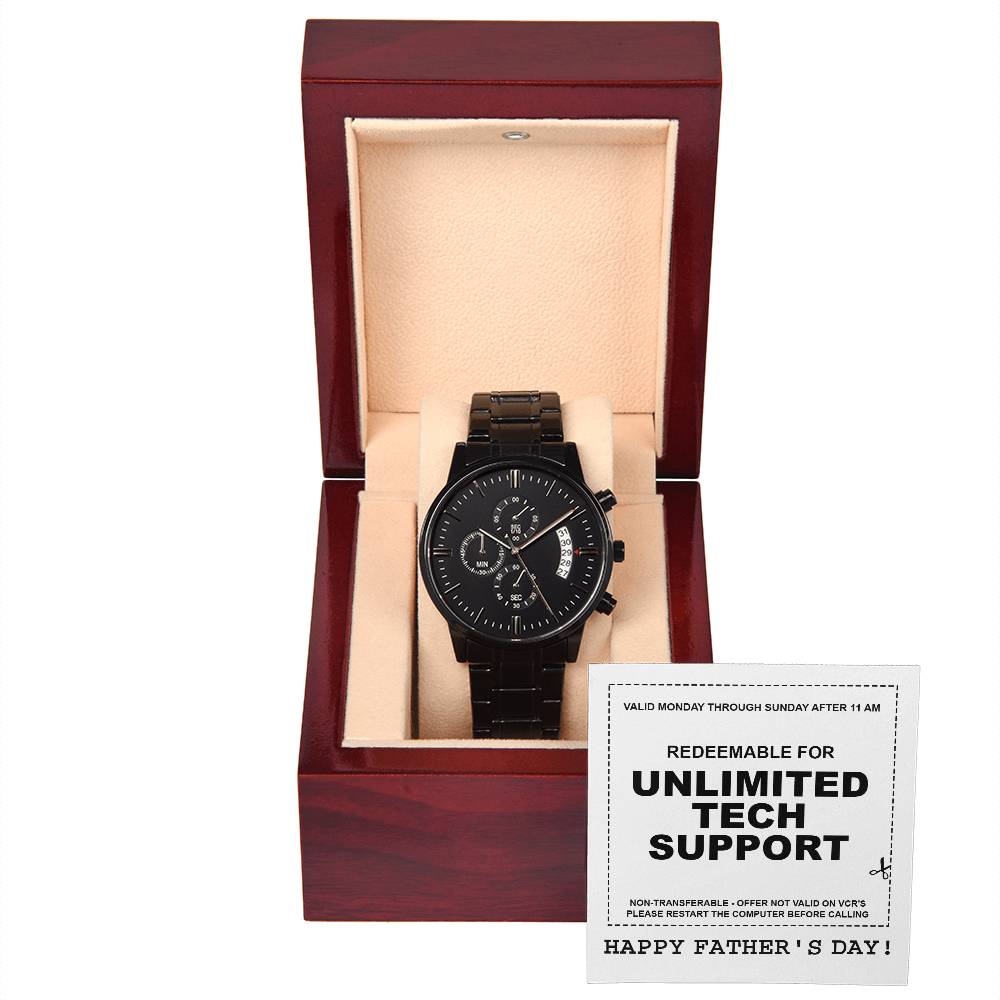 Unlimited Tech Support - Black Chronograph Watch - Real Rad Boutique