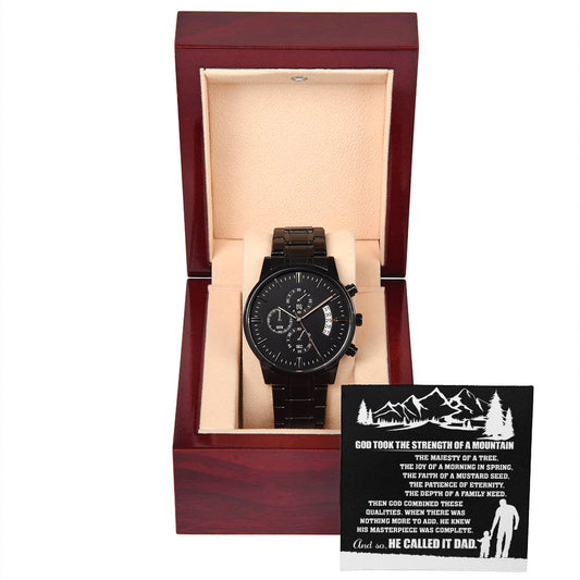 Unveiling Dad's Majesty - Black Chronograph Watch - Real Rad Boutique