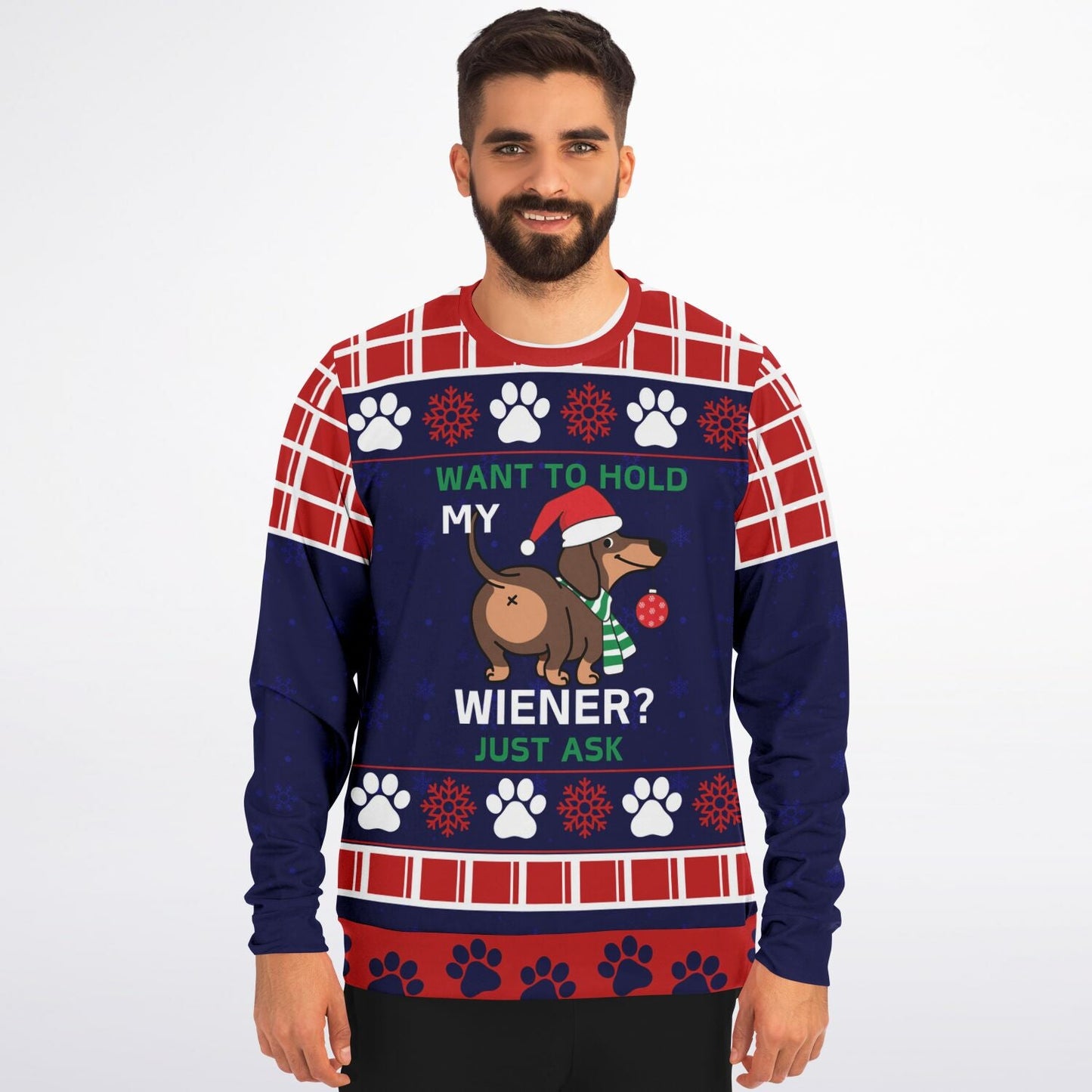 Want To Hold My Wiener Christmas Sweater - Real Rad Boutique