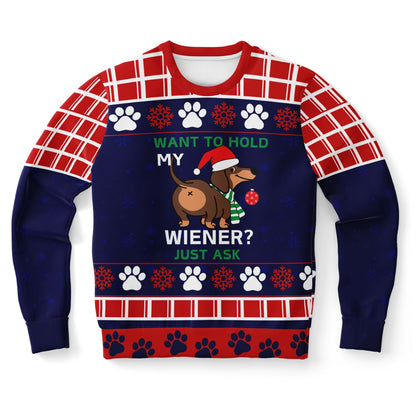 Want To Hold My Wiener Christmas Sweater - Real Rad Boutique