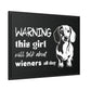 Warning: This Girl Will Talk About Wieners All Day - Matte Canvas, Black Frame - Real Rad Boutique