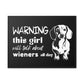 Warning: This Girl Will Talk About Wieners All Day - Matte Canvas, Black Frame - Real Rad Boutique