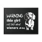 Warning: This Girl Will Talk About Wieners All Day - Matte Canvas, Black Frame - Real Rad Boutique