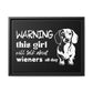 Warning: This Girl Will Talk About Wieners All Day - Matte Canvas, Black Frame - Real Rad Boutique