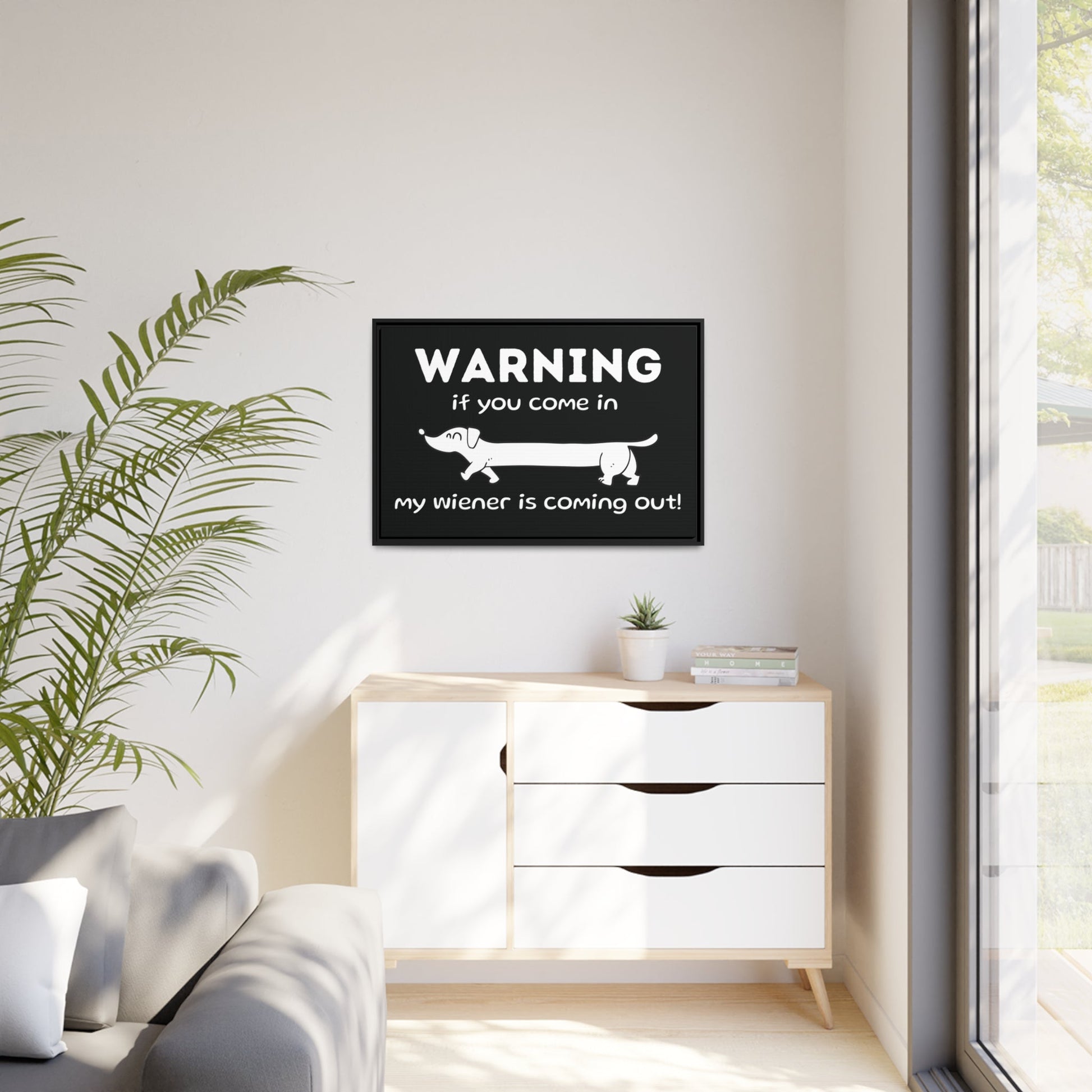 Wiener Alert - Matte Canvas, Black Frame - Real Rad Boutique