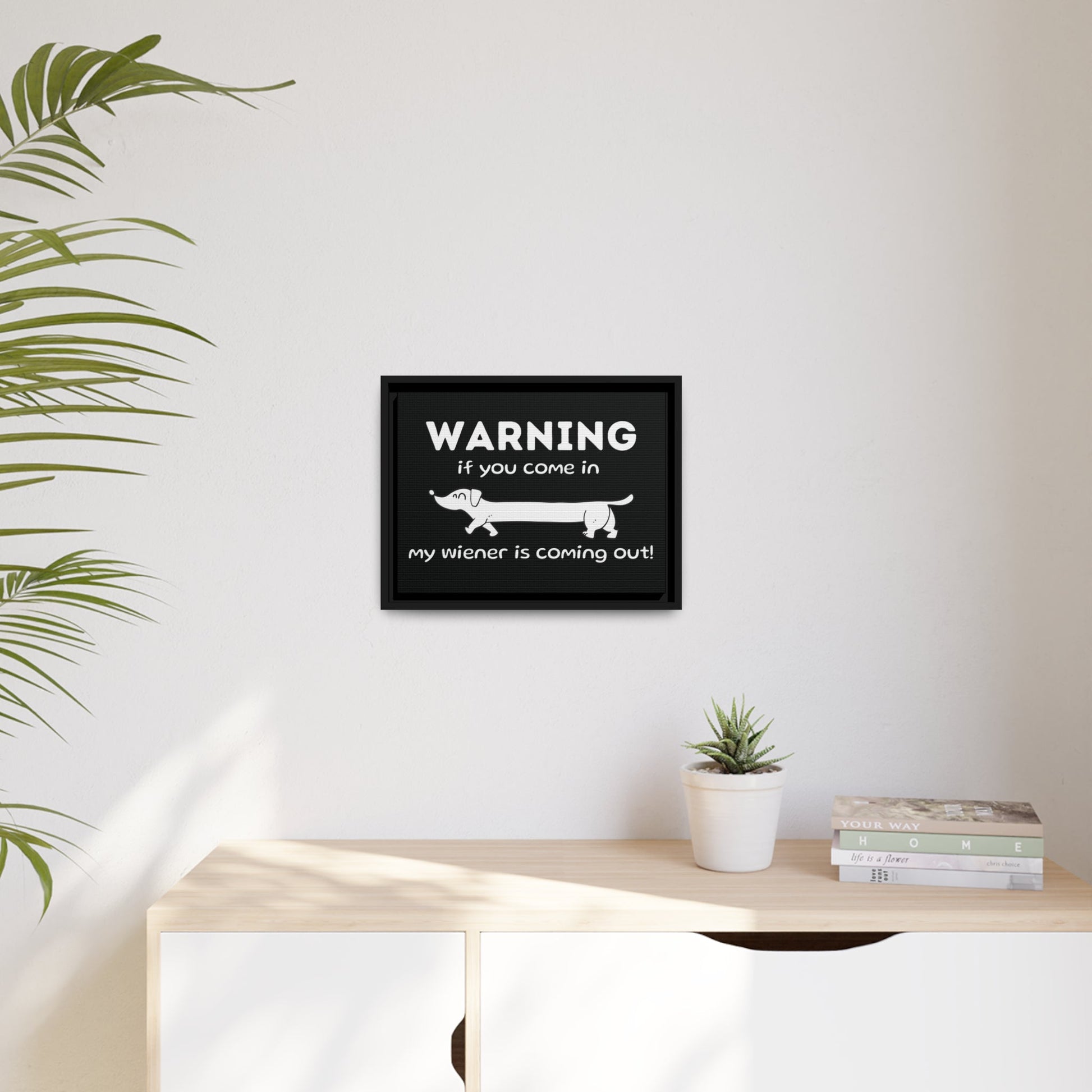 Wiener Alert - Matte Canvas, Black Frame - Real Rad Boutique