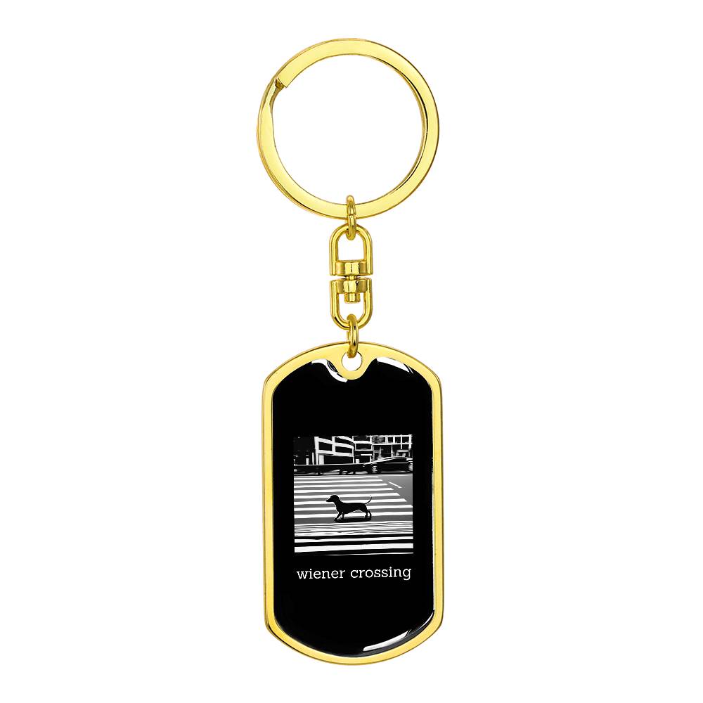 Wiener Crossing - Dog Tag with Swivel Keychain - Real Rad Boutique