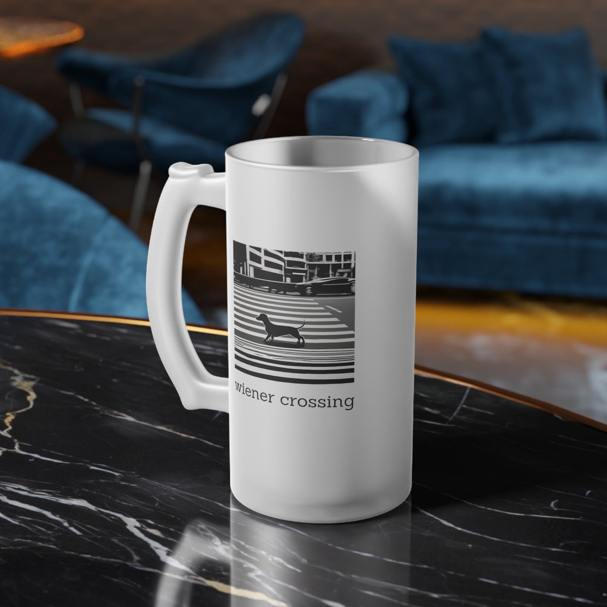 Wiener Crossing - Frosted Glass Beer Mug - Real Rad Boutique