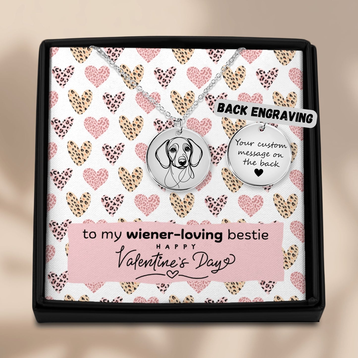 Wiener Loving Bestie - Dachshund Valentine Necklace | Gift for Her - Real Rad Boutique