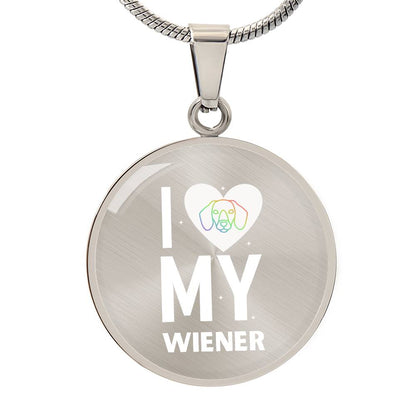 Wiener Rainbow Love - Circle Pendant - Real Rad Boutique