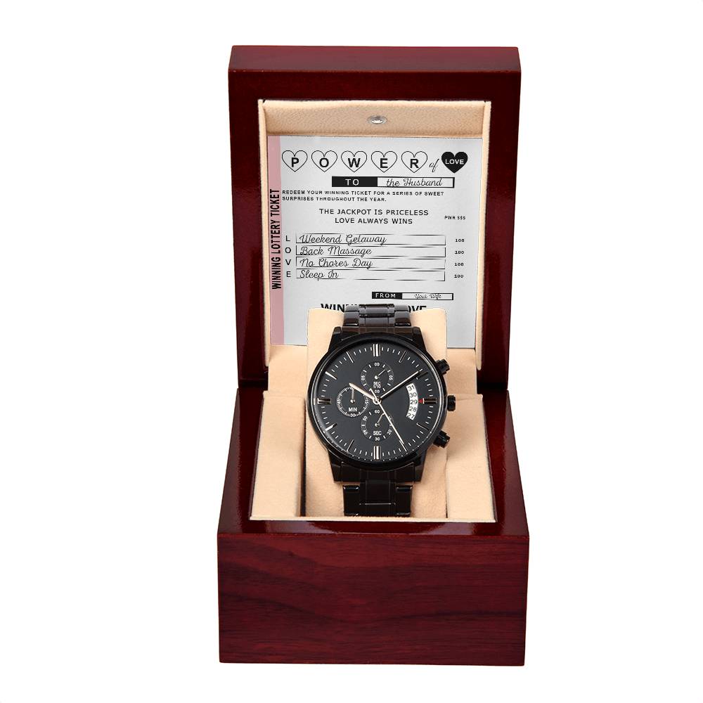 Winning the Husband Lottery - Black Chronograph Watch - Real Rad Boutique