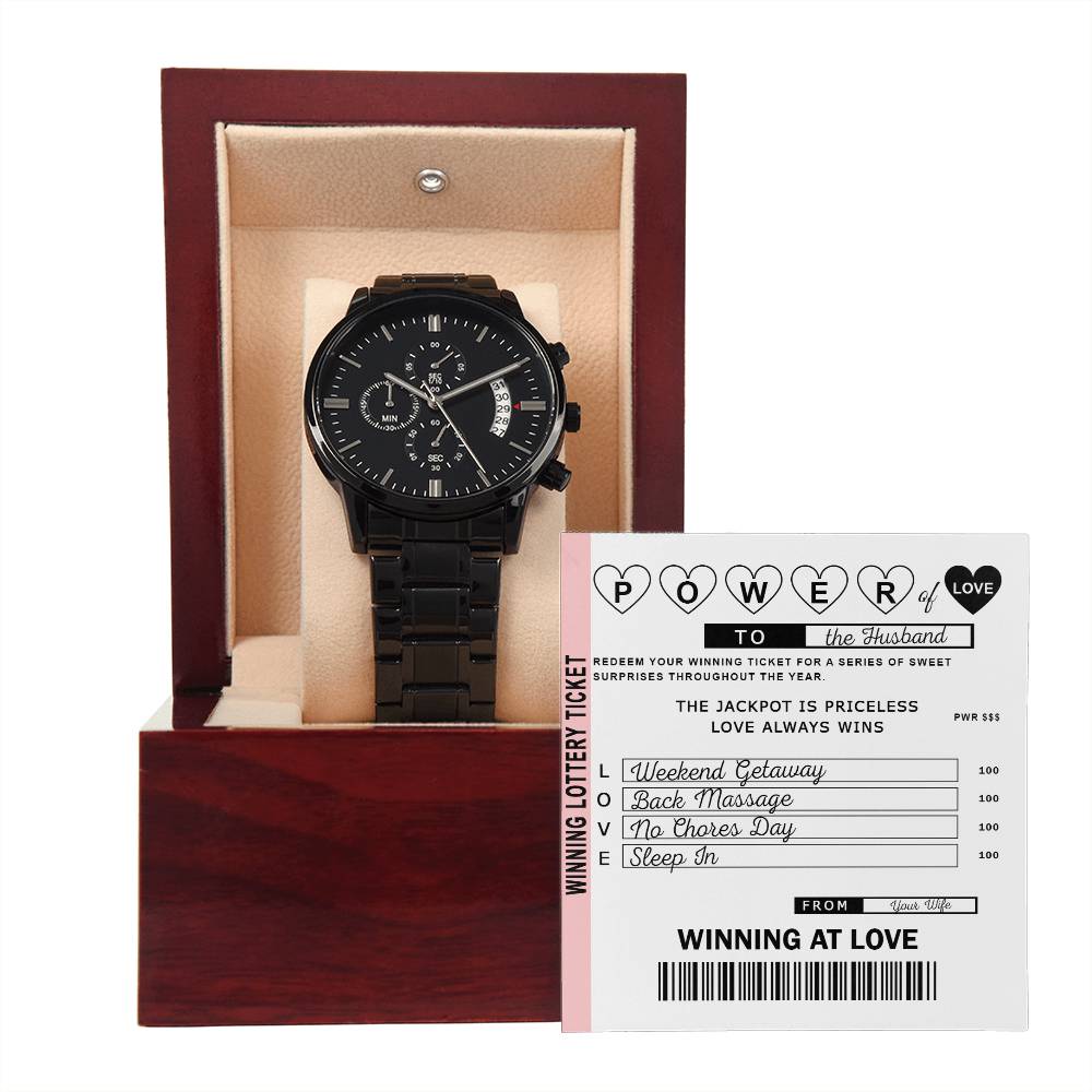 Winning the Husband Lottery - Black Chronograph Watch - Real Rad Boutique