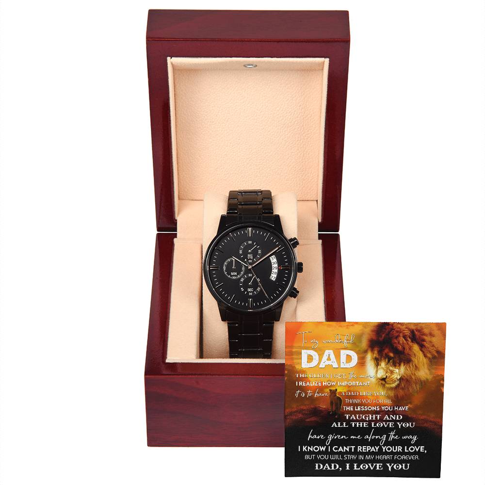 Wonderful Dad - Black Chronograph Watch - Real Rad Boutique