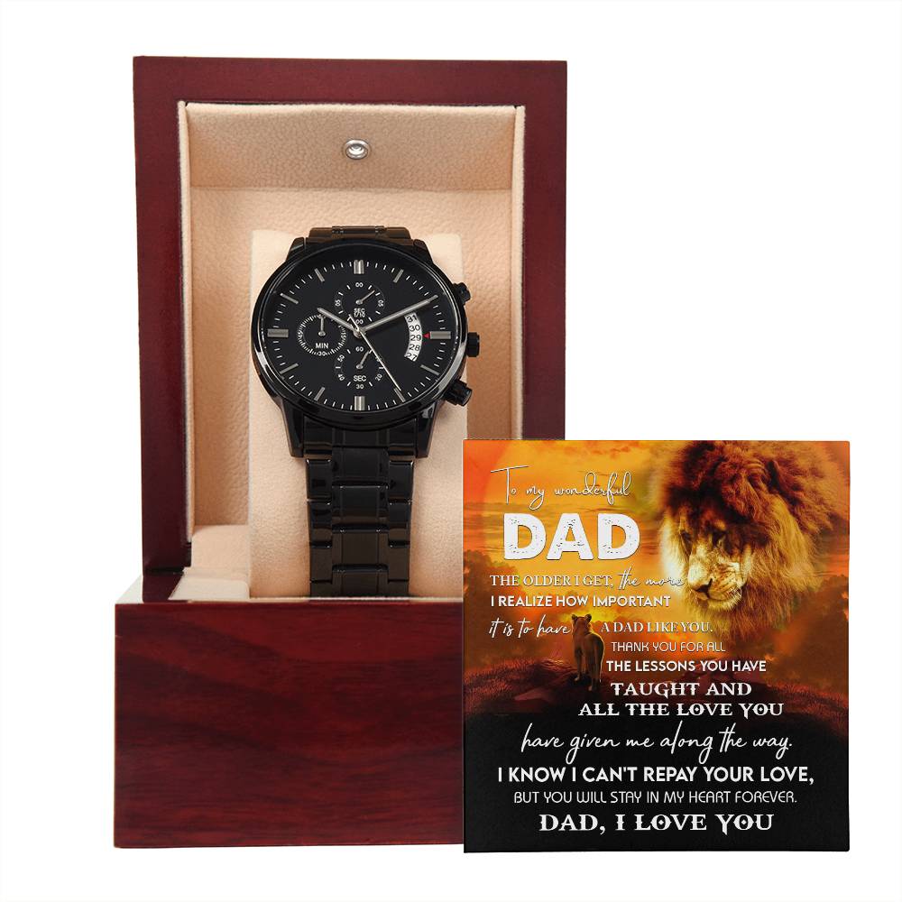 Wonderful Dad - Black Chronograph Watch - Real Rad Boutique