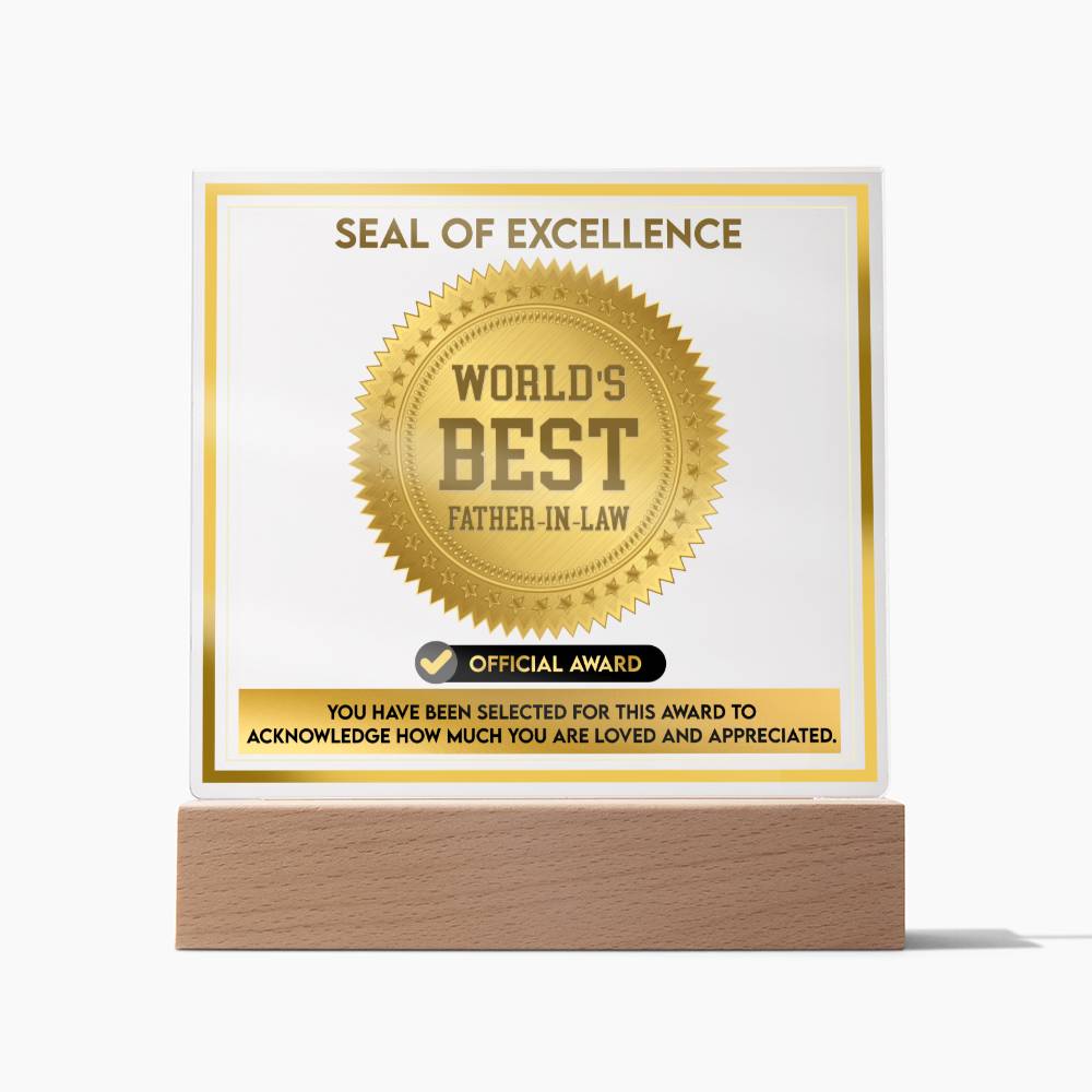 World's Best Father-in-Law Official Award - Acrylic Square Plaque - Real Rad Boutique