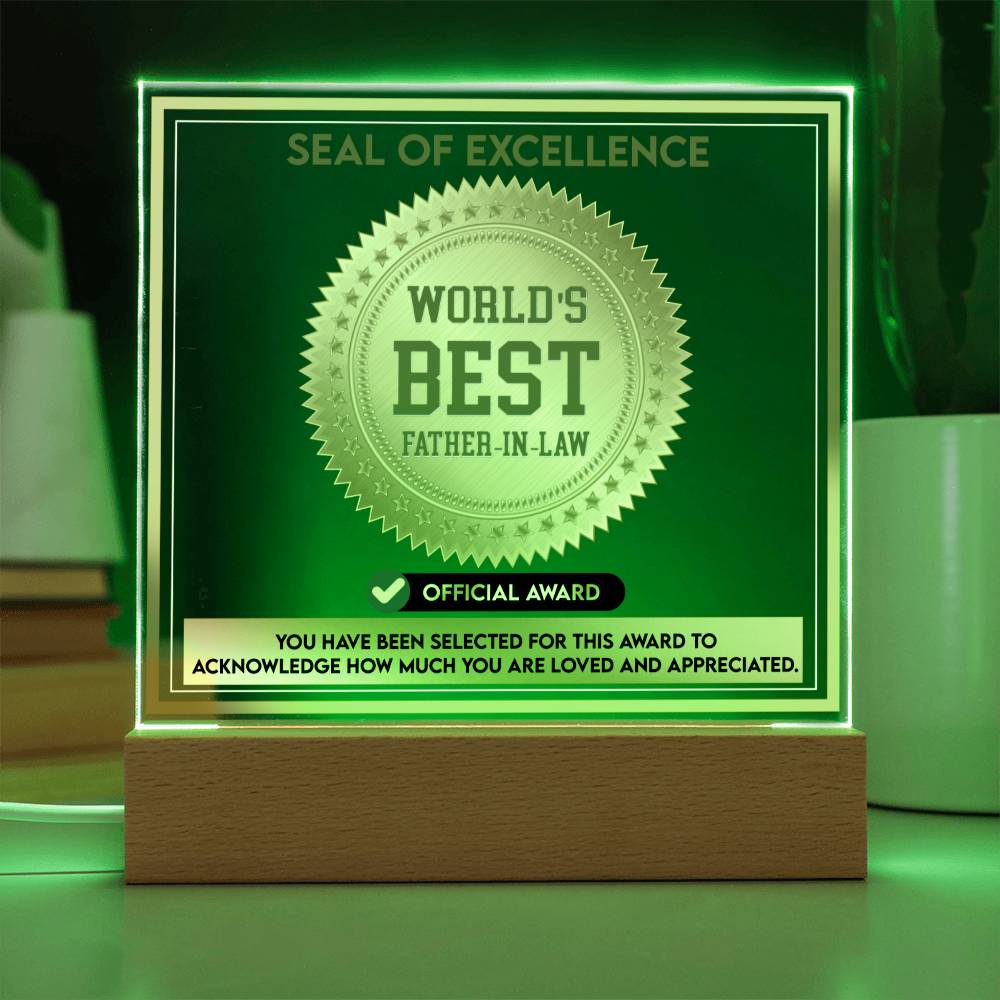 World's Best Father-in-Law Official Award - Acrylic Square Plaque - Real Rad Boutique