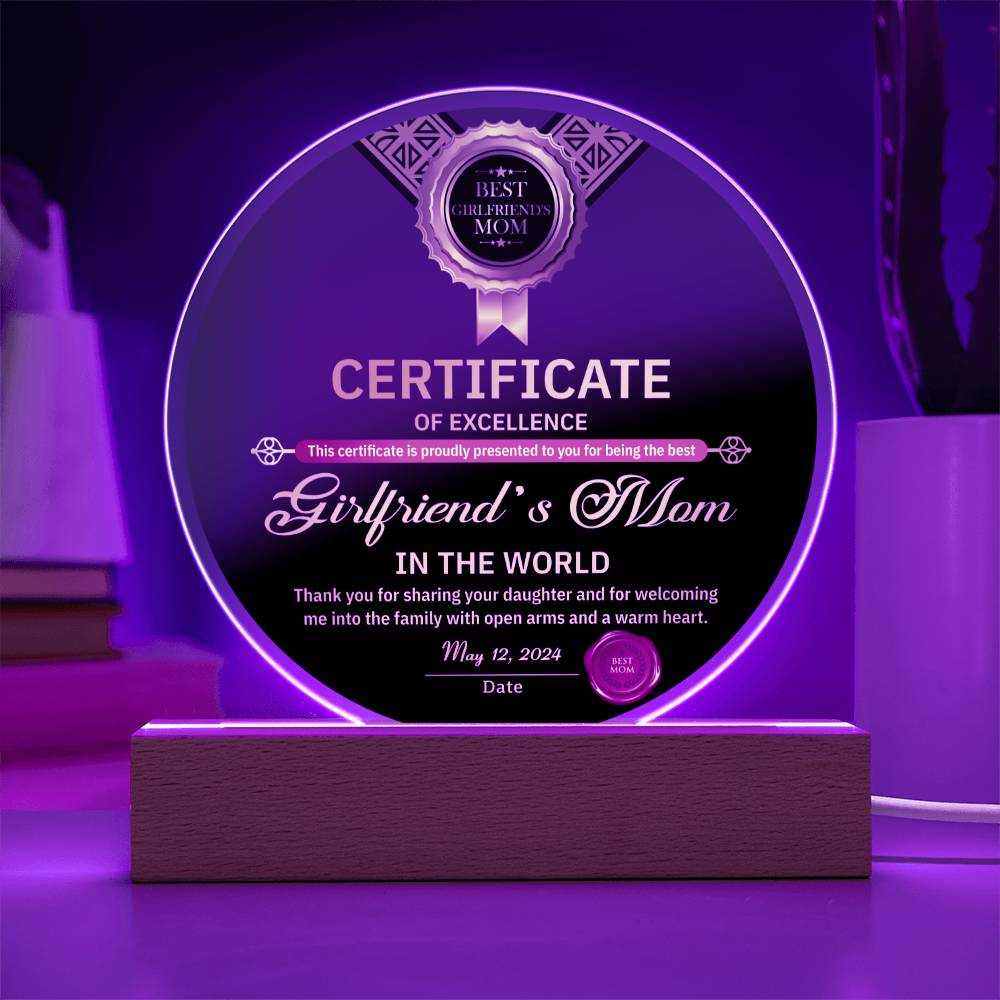 World's Best Girlfriend's Mom - Acrylic Circle Plaque - Real Rad Boutique