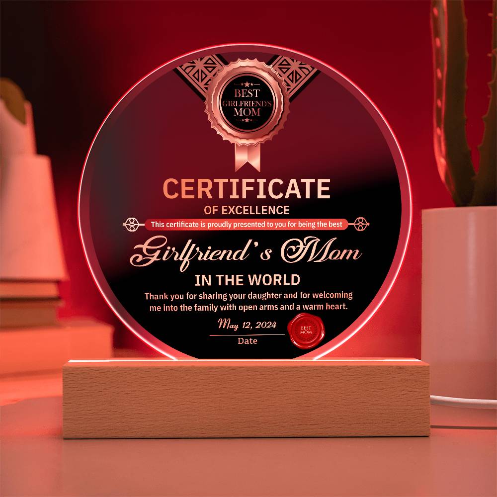 World's Best Girlfriend's Mom - Acrylic Circle Plaque - Real Rad Boutique