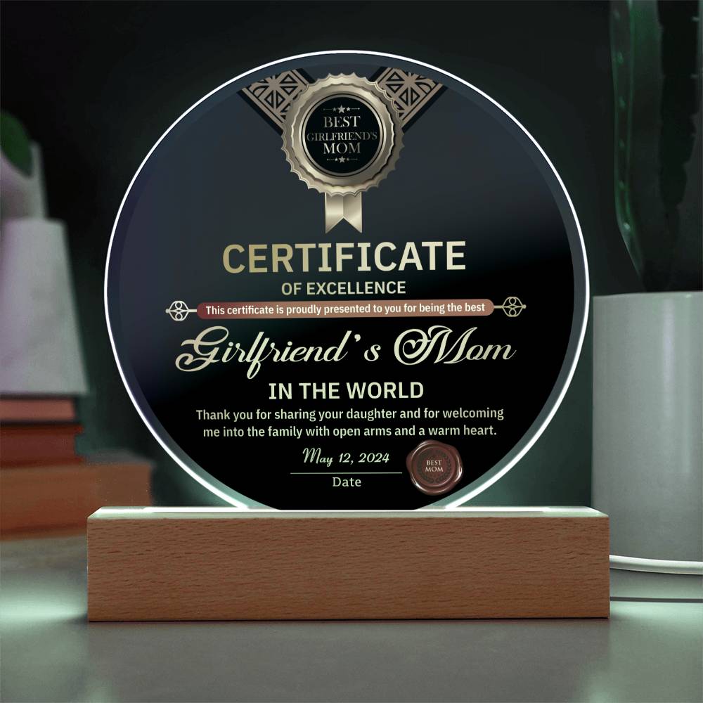 World's Best Girlfriend's Mom - Acrylic Circle Plaque - Real Rad Boutique