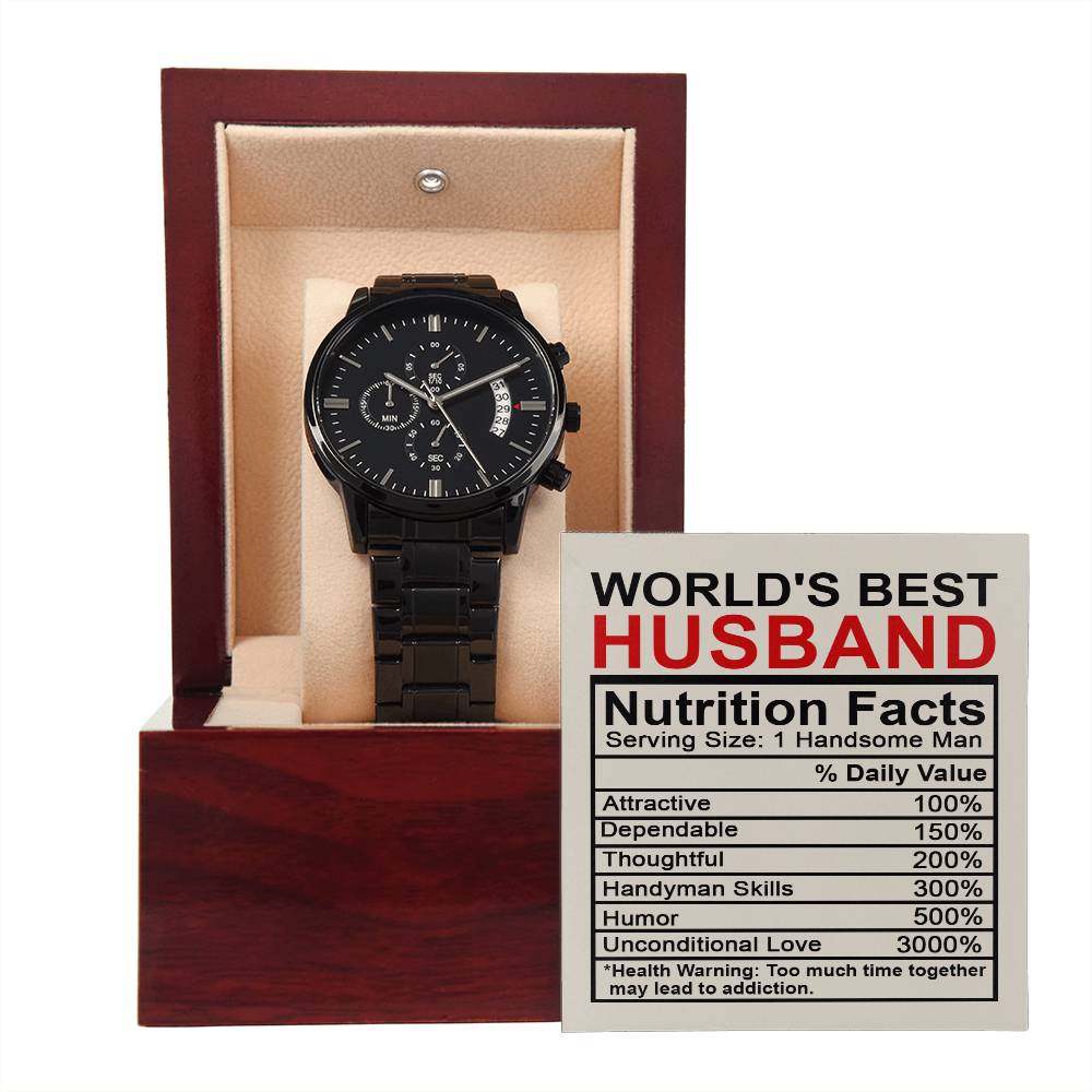 Worlds Best Husband - Black Chronograph Watch - Real Rad Boutique