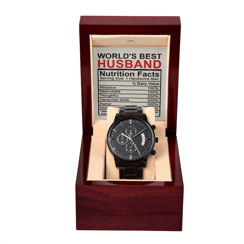 Worlds Best Husband - Black Chronograph Watch - Real Rad Boutique