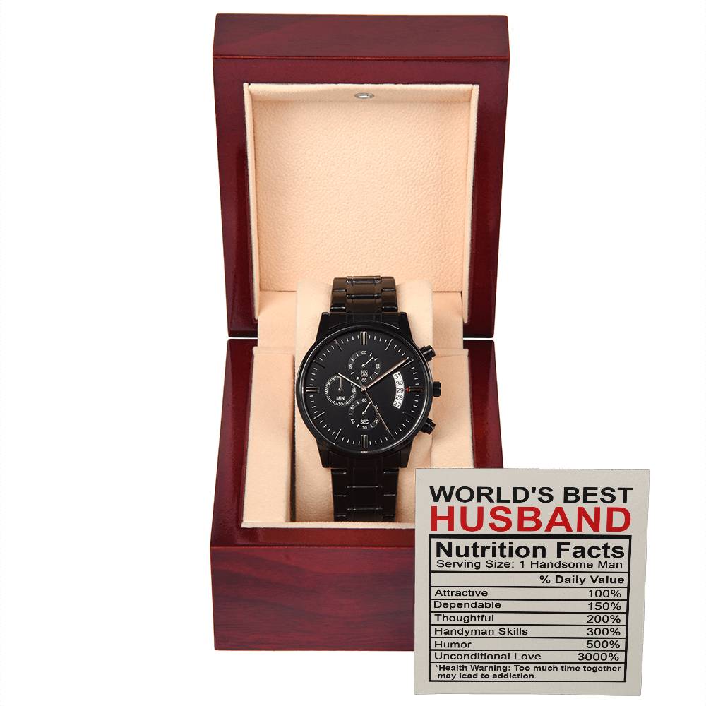 Worlds Best Husband - Black Chronograph Watch - Real Rad Boutique