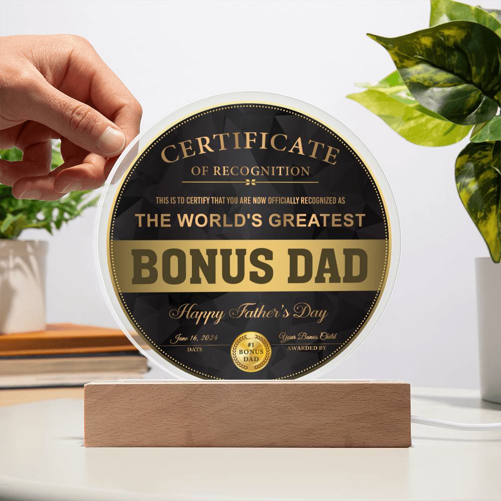 World's Greatest Bonus Dad - Acrylic Circle Plaque - Real Rad Boutique