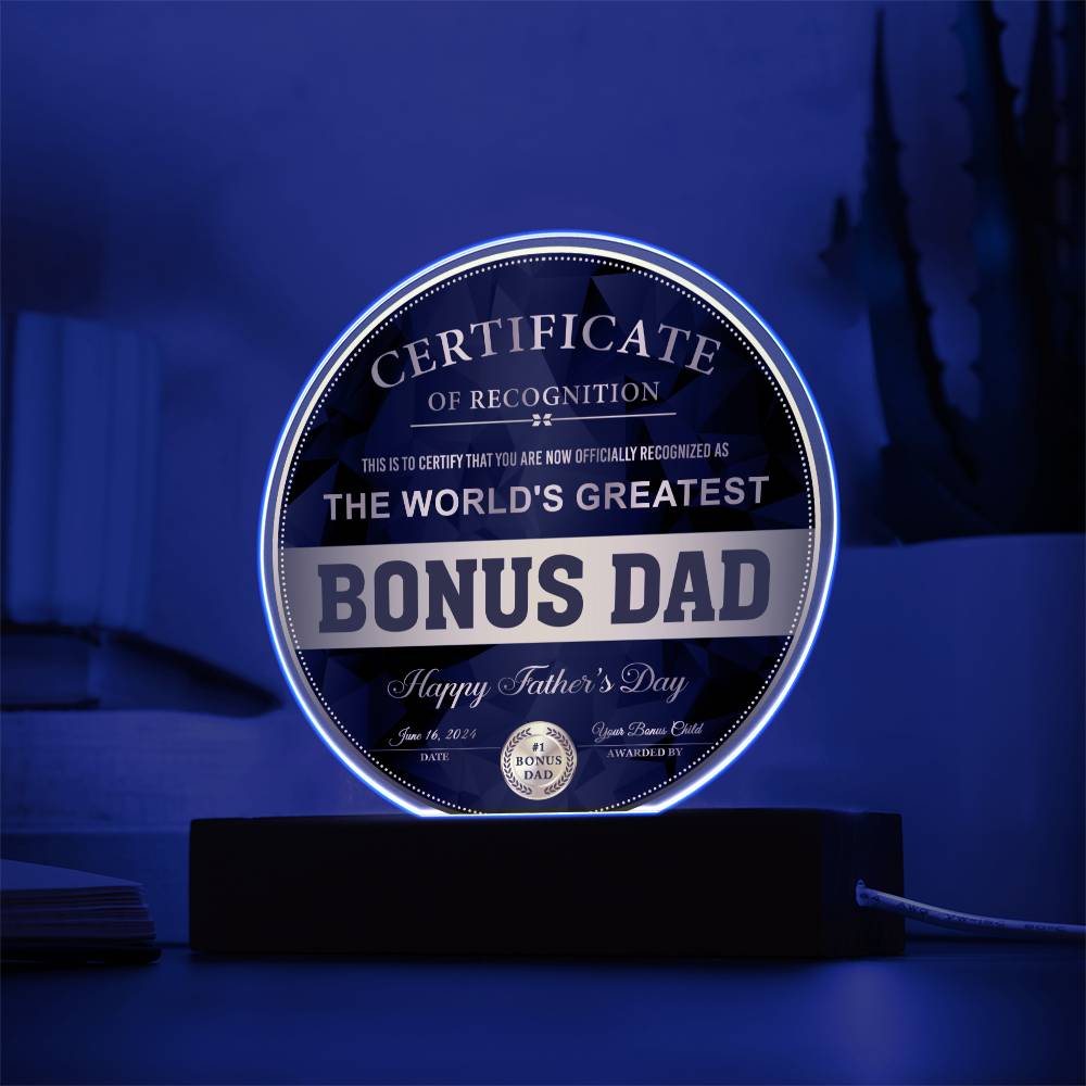 World's Greatest Bonus Dad - Acrylic Circle Plaque - Real Rad Boutique