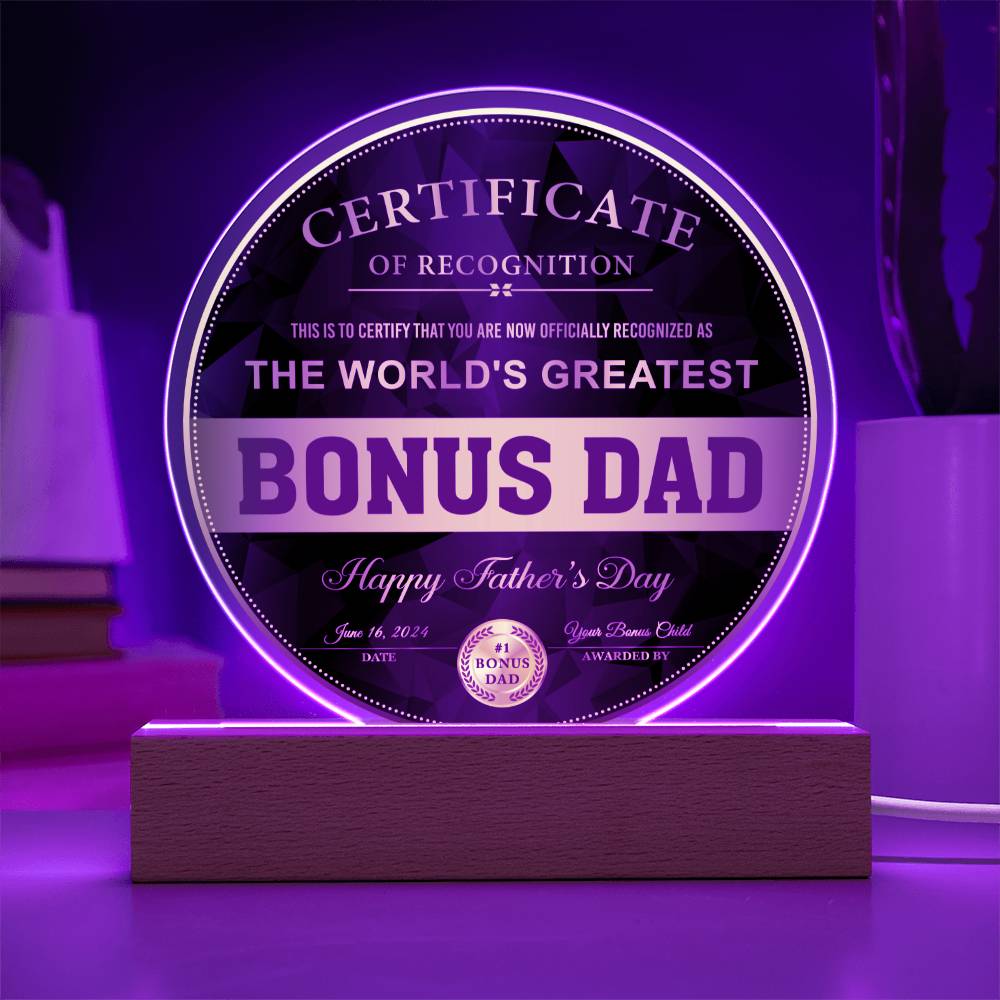 World's Greatest Bonus Dad - Acrylic Circle Plaque - Real Rad Boutique