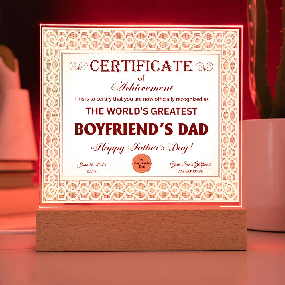 World's Greatest Boyfriend's Dad - Acrylic Square Plaque - Real Rad Boutique