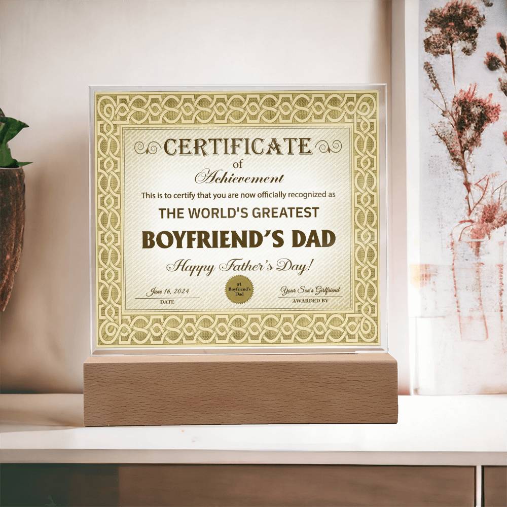 World's Greatest Boyfriend's Dad - Acrylic Square Plaque - Real Rad Boutique