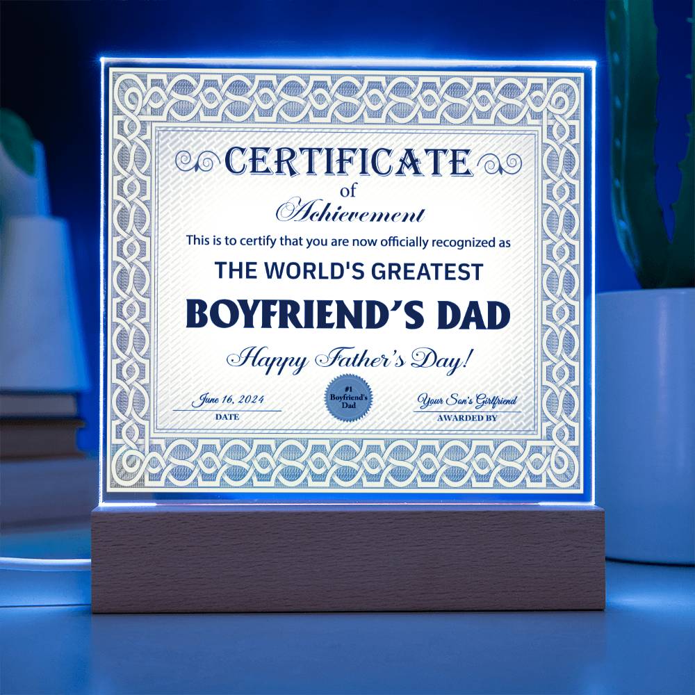 World's Greatest Boyfriend's Dad - Acrylic Square Plaque - Real Rad Boutique