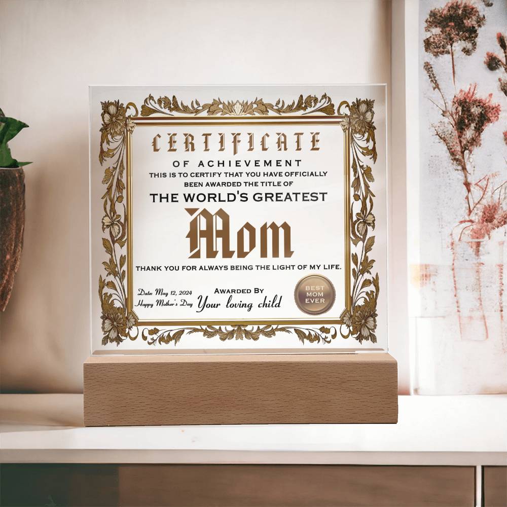 World's Greatest Mom - Acrylic Square Plaque - Real Rad Boutique