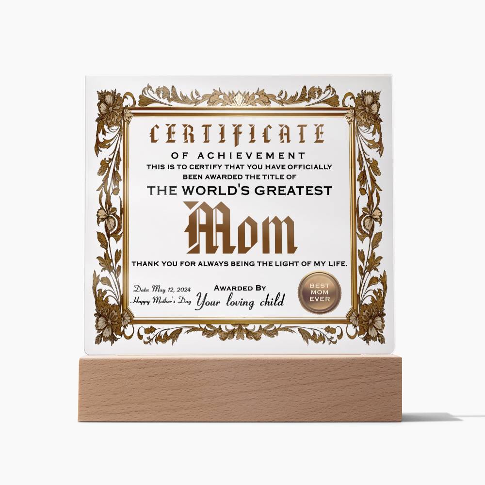 World's Greatest Mom - Acrylic Square Plaque - Real Rad Boutique