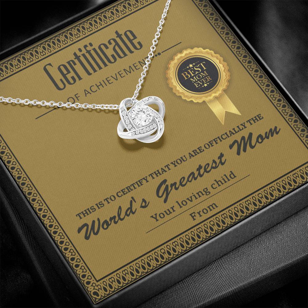 World's Greatest Mom Certificate - Love Knot Necklace - Real Rad Boutique