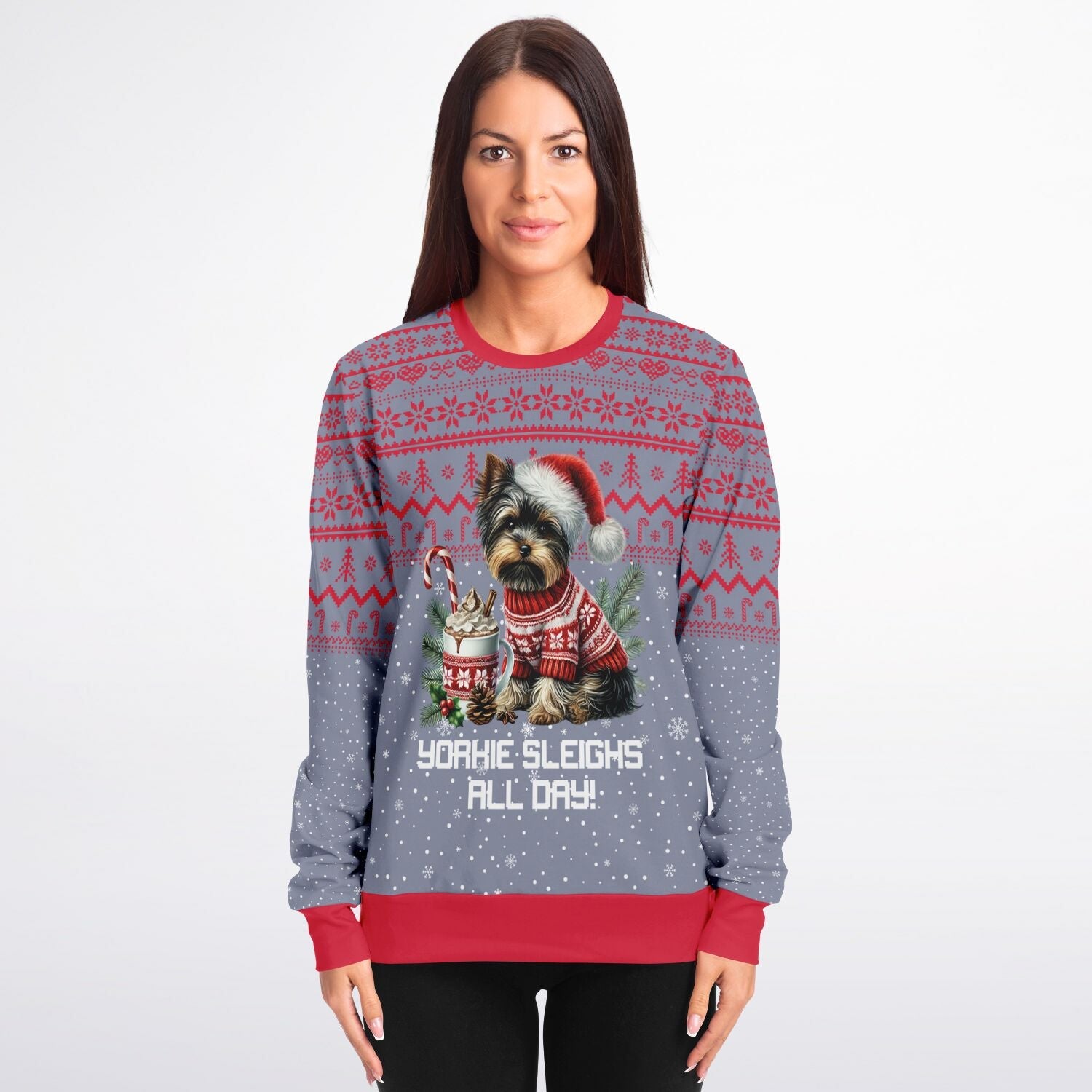 Yorkie Sleighs All Day Christmas Sweater - Real Rad Boutique