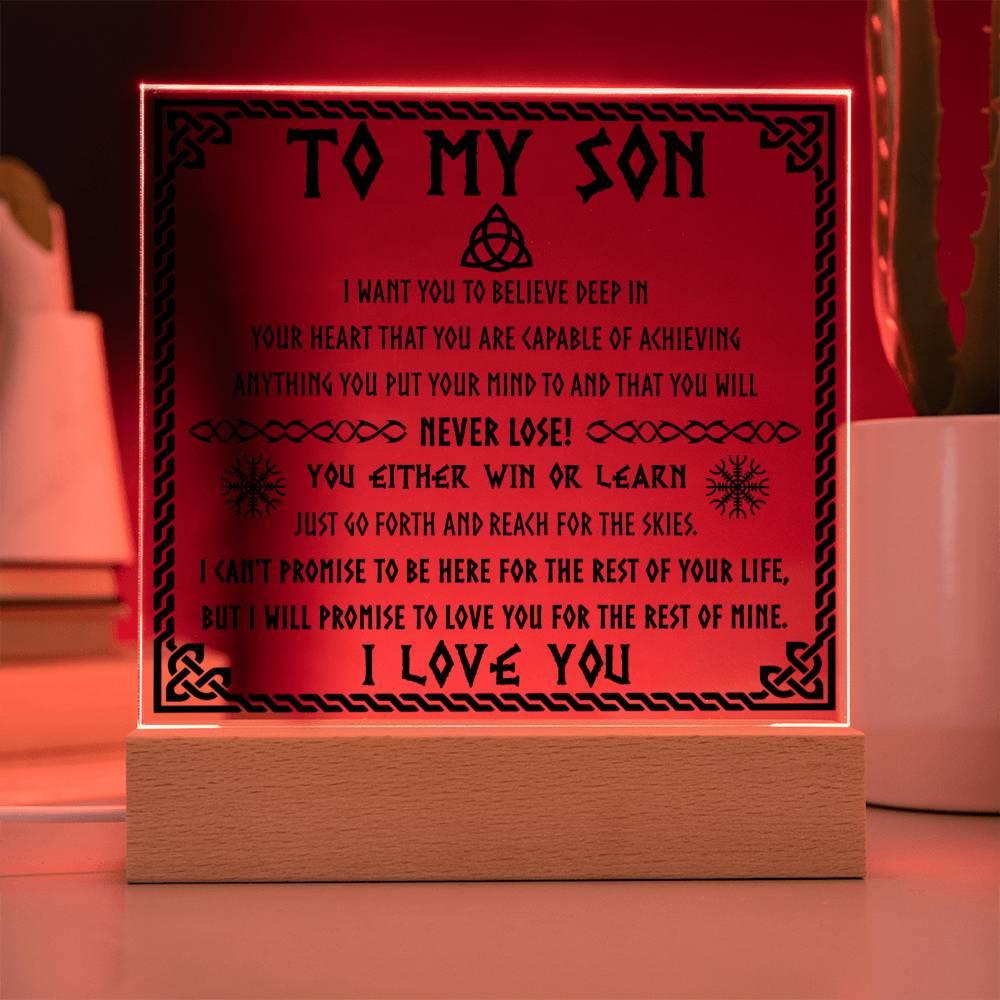 'A Father's Love, A Son's Promise' Acrylic Square Plaque - Real Rad Boutique