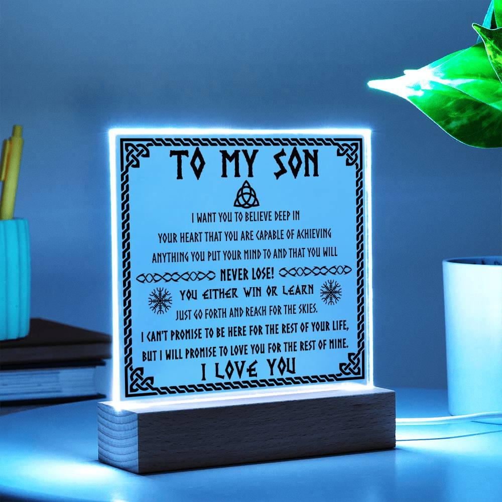 'A Father's Love, A Son's Promise' Acrylic Square Plaque - Real Rad Boutique