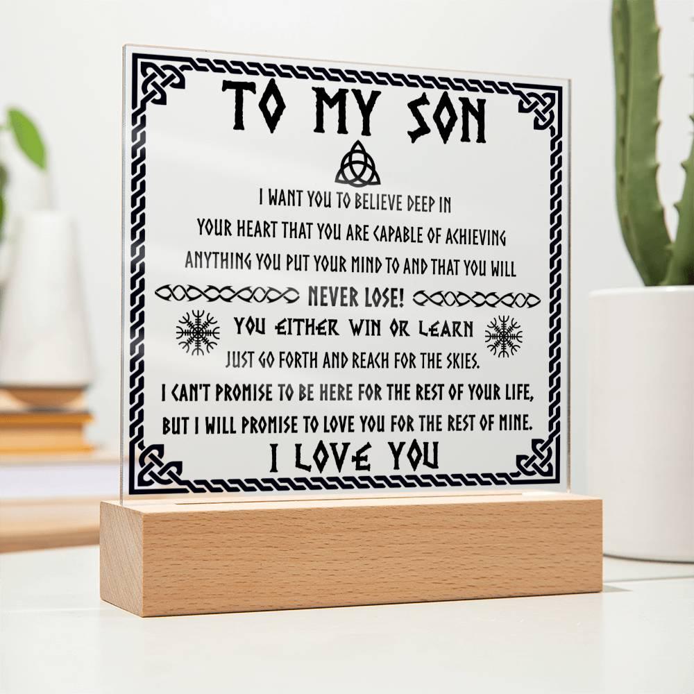 'A Father's Love, A Son's Promise' Acrylic Square Plaque - Real Rad Boutique