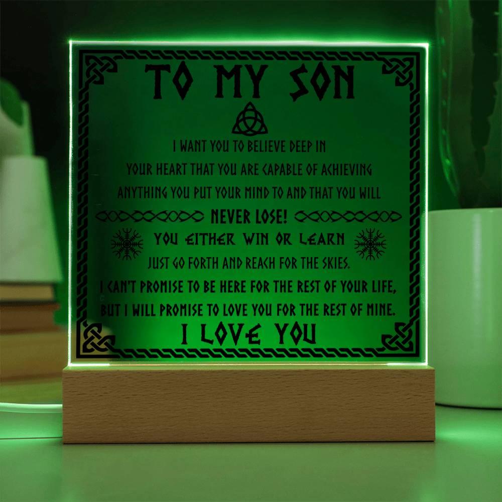 'A Father's Love, A Son's Promise' Acrylic Square Plaque - Real Rad Boutique